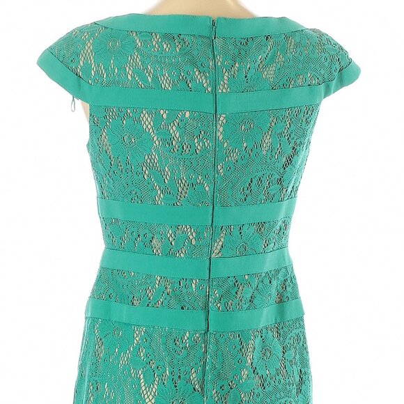 Adrianna Papell Teal Lace Cocktail/Formal Sheath Dress- Sz. 4 - Picture 4 of 6